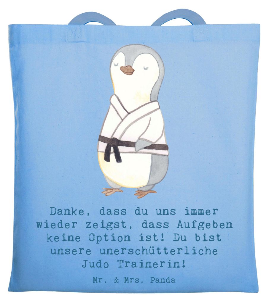 Mr. & Mrs. Panda Schultasche Unerschütterliche Judo Trainerin - Sky Blue - Geschenk, Handgefertigte Geschenke, Sportart, Wertschätzung, mentale S...