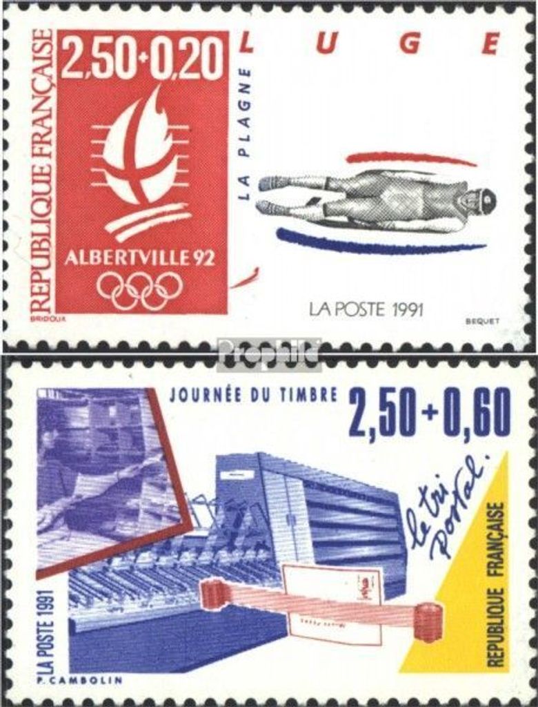 Briefmarken Frankreich 1991 Mi 2825,2826a (kompl.Ausg.) postfrisch Olympiade