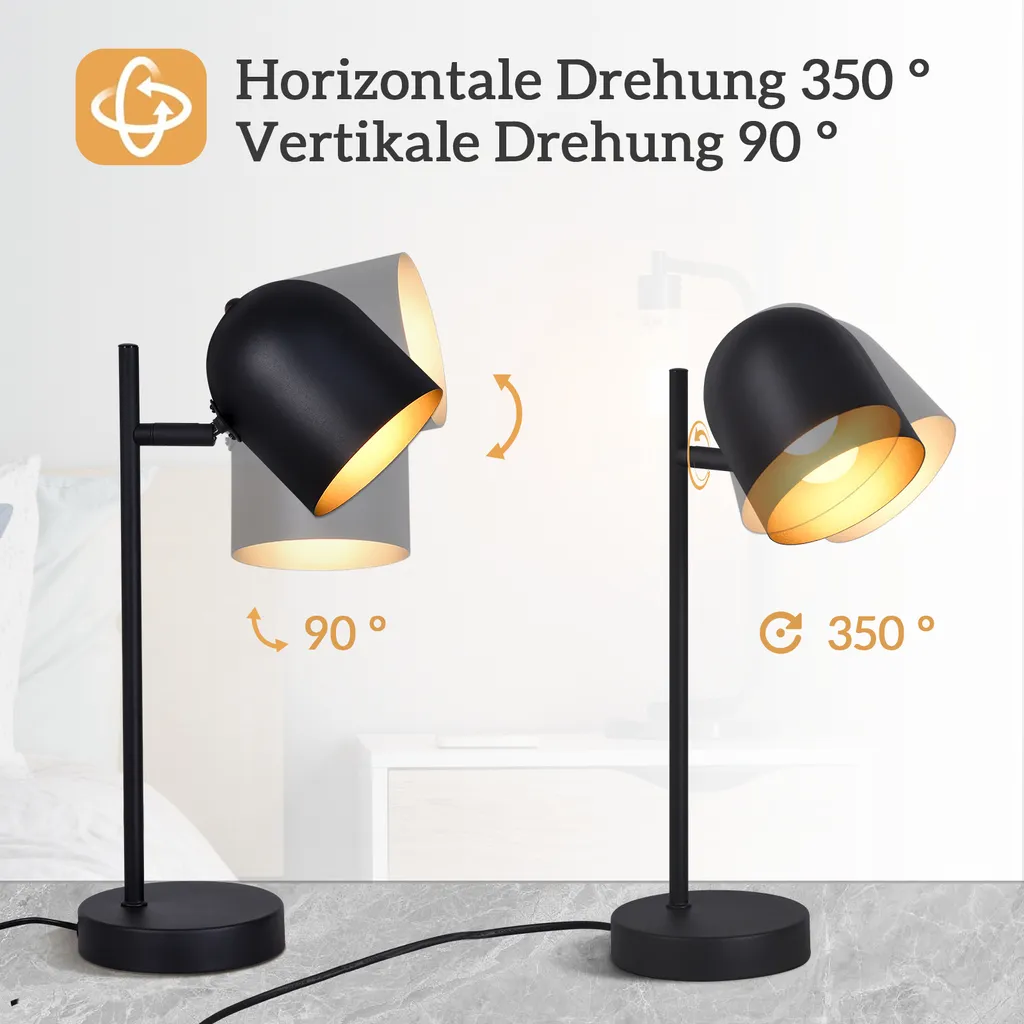 Petite Lampe de Chevet Métal pour Petit Espace et Déco Industrielle Rétro