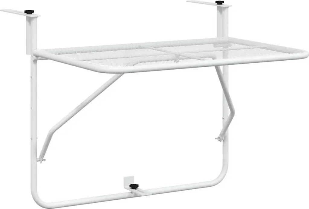 vidaXL Tavolo da balcone bianco 60x40 cm in acciaio