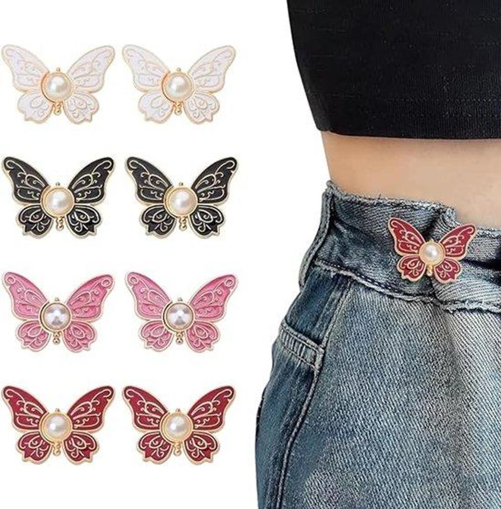 4er Set Verstellbare Knoppen 3,5×2,5 cm - 4 Farben - Jeans- und Hosenpassformung