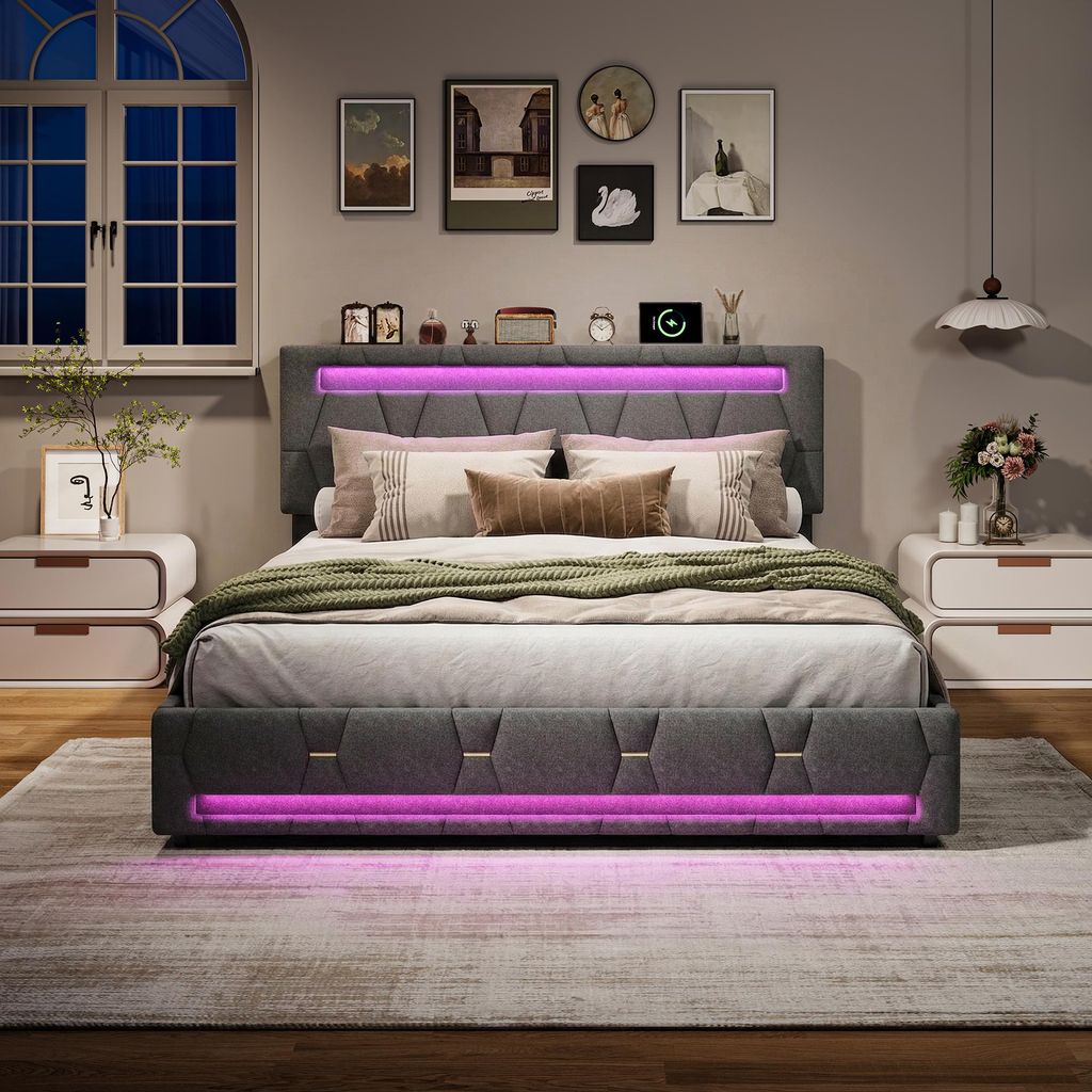 Letto imbottito ProximaX 140x200 cm grigio – Letto Immagine del prodotto 