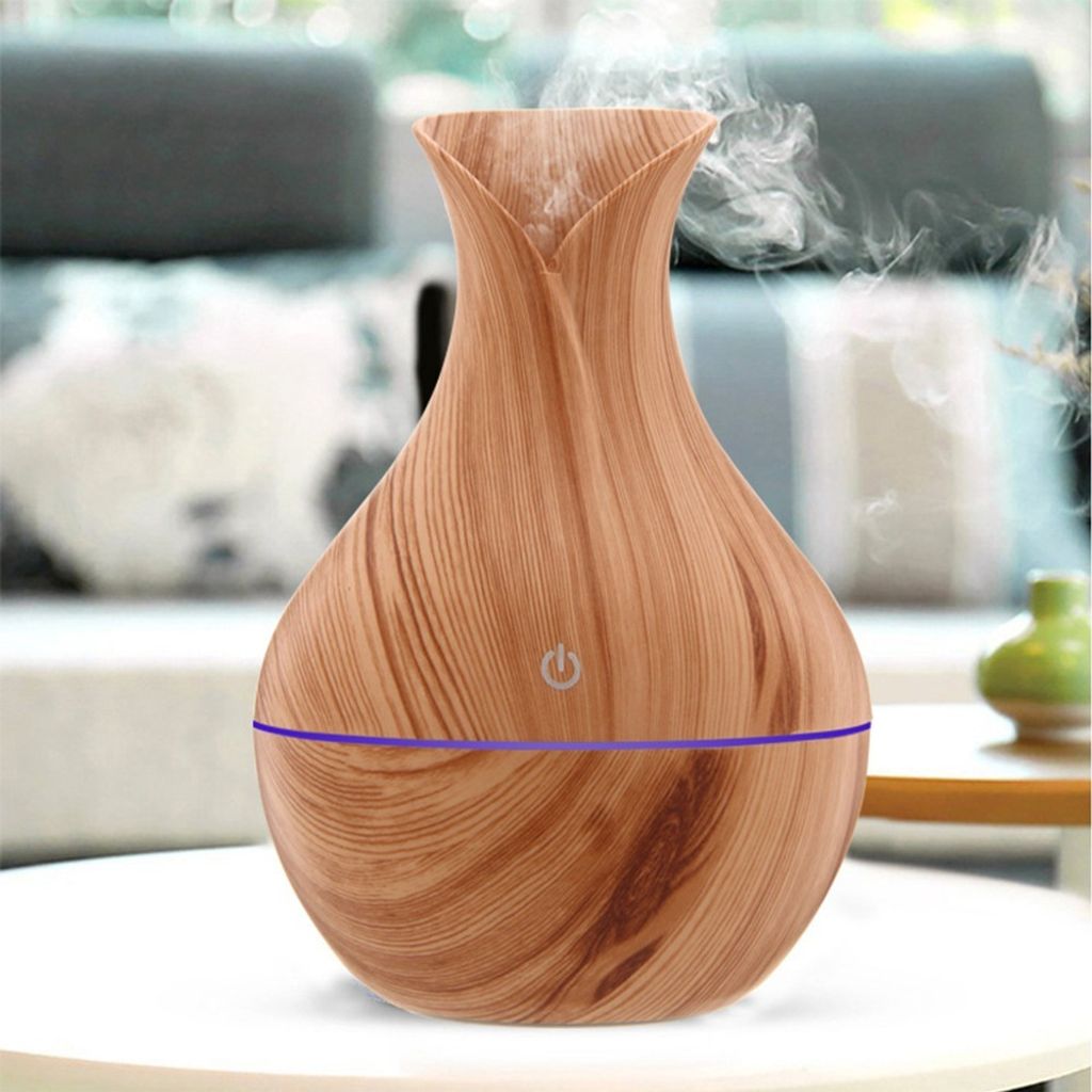 Luftbefeuchter, 7 Farben Wechsel, 200ml Wassertank, Aroma, Ultraschall-Vergeber, Diffusor, Diffuser, Holzdesign, für Büro, Schlafzimmer