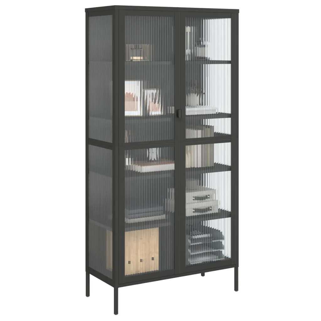 Armoire Vitrée Noire 180 cm : Solution de Rangement Stable et Durable - 5