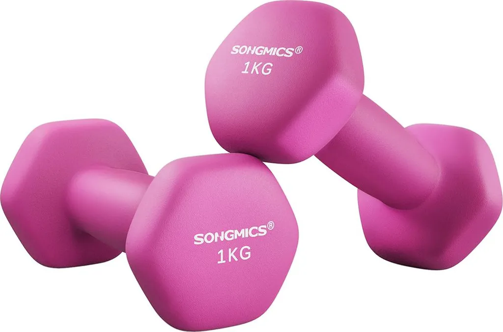 Haltères roses avec revêtement antidérapant, lot de 2 ergonomique