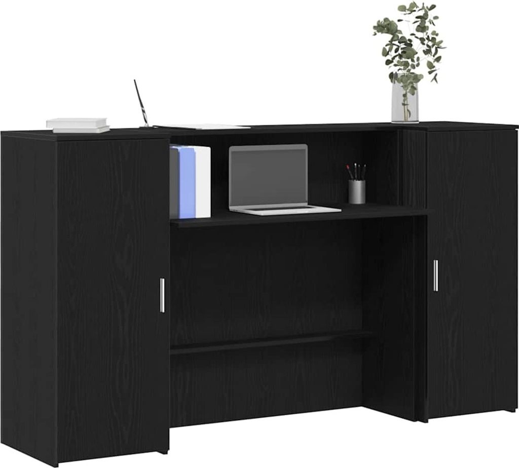 Möbel Empfangstheke Schwarz Eichen-Optik 180x50x103,5cm Holzwerkstoff - Computertisch 3324206
