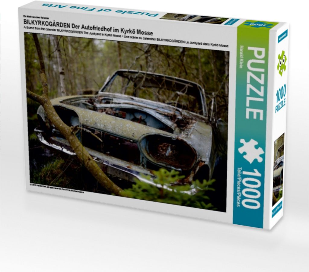 CALVENDO Puzzle Ein Motiv aus dem Kalender BILKYRKOGÅRDEN Der Autofriedhof im Kyrkö Mosse | 1000 Teile Lege-Größe 64x48cm Foto-Puzzle für glü...