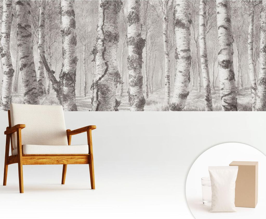 Fototapete - 250x104 cm - Tapete - Wandtapete - Wandbilder - Dekofolie - Tapete Folie - Wand - Dekoration - Wohnzimmer - Birkenwald