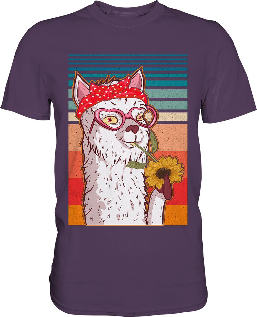 Lama Sonnenblumen T-Shirt Gärtner Geschenk – Urban Purple / Produktbild 