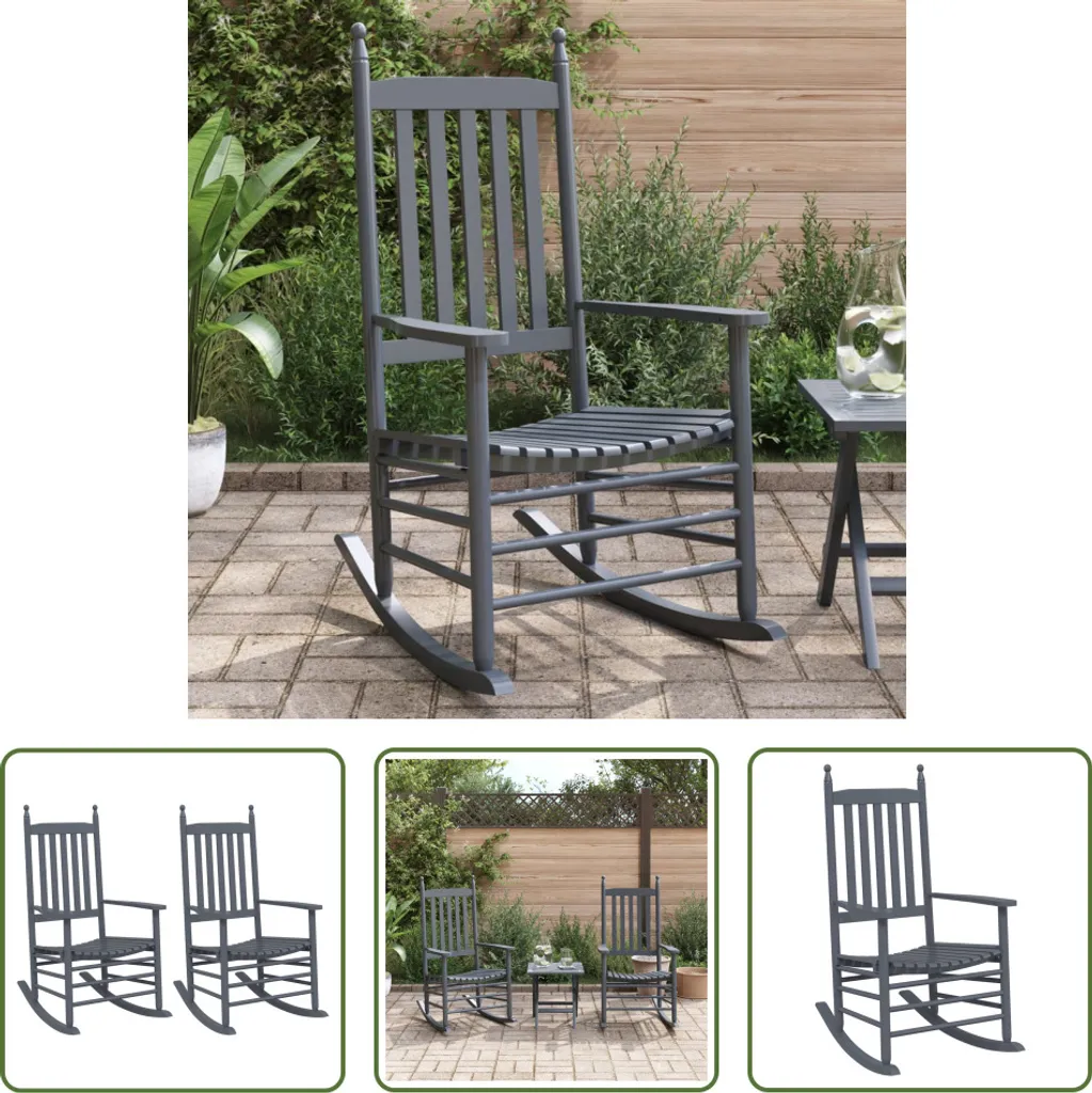 Set de 2 Chaises à Bascule de Salon en Bois Gris pour Coin Lecture Zen