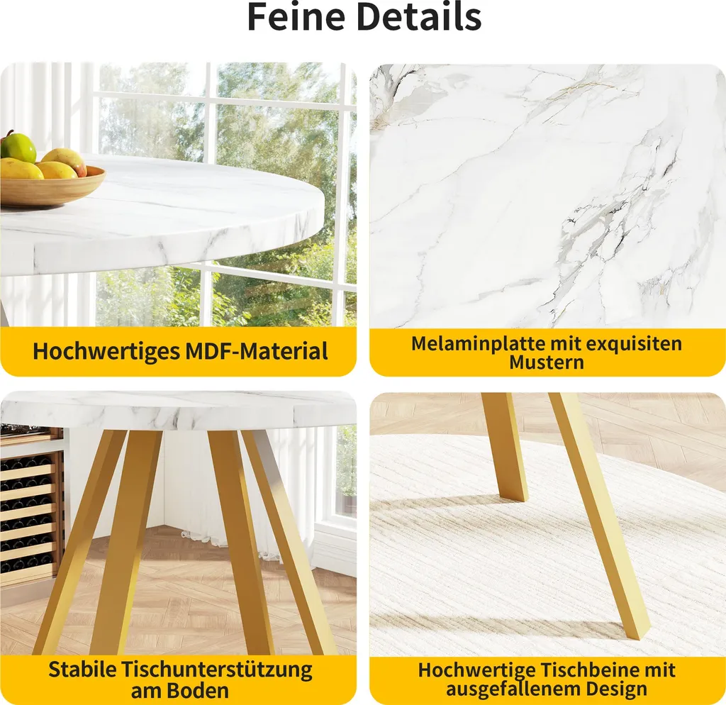 Table ronde marbre et or 80cm : la solution chic pour petits salons - 12