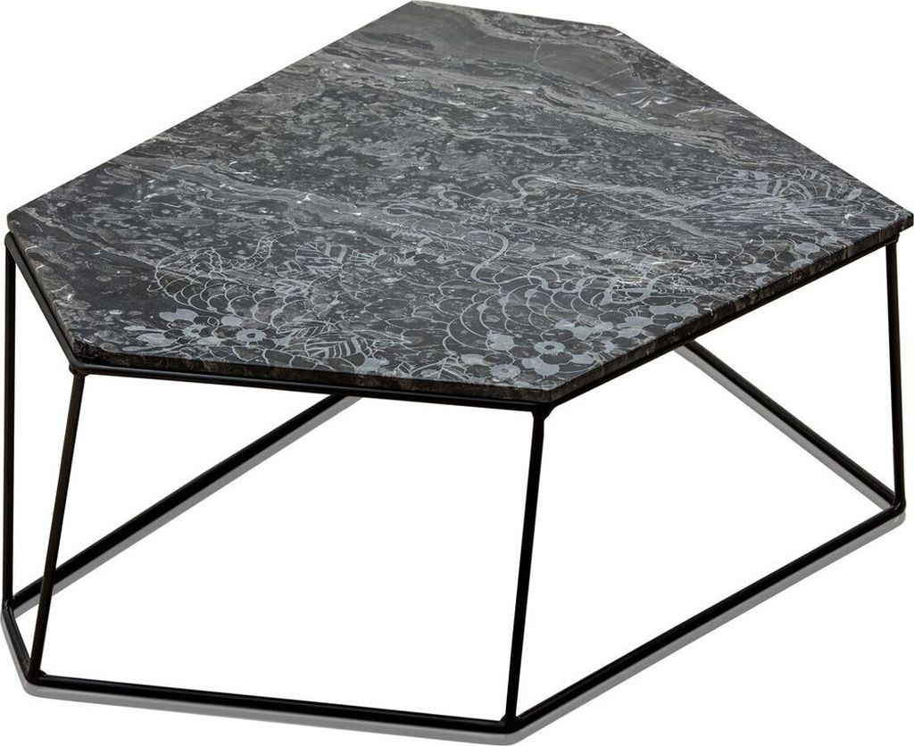 Casa Padrino Designer Couchtisch Schwarz mit Muster / Schwarz 89 x 54 x H. 30 cm - Luxus Wohnzimmertisch mit Marmorplatte