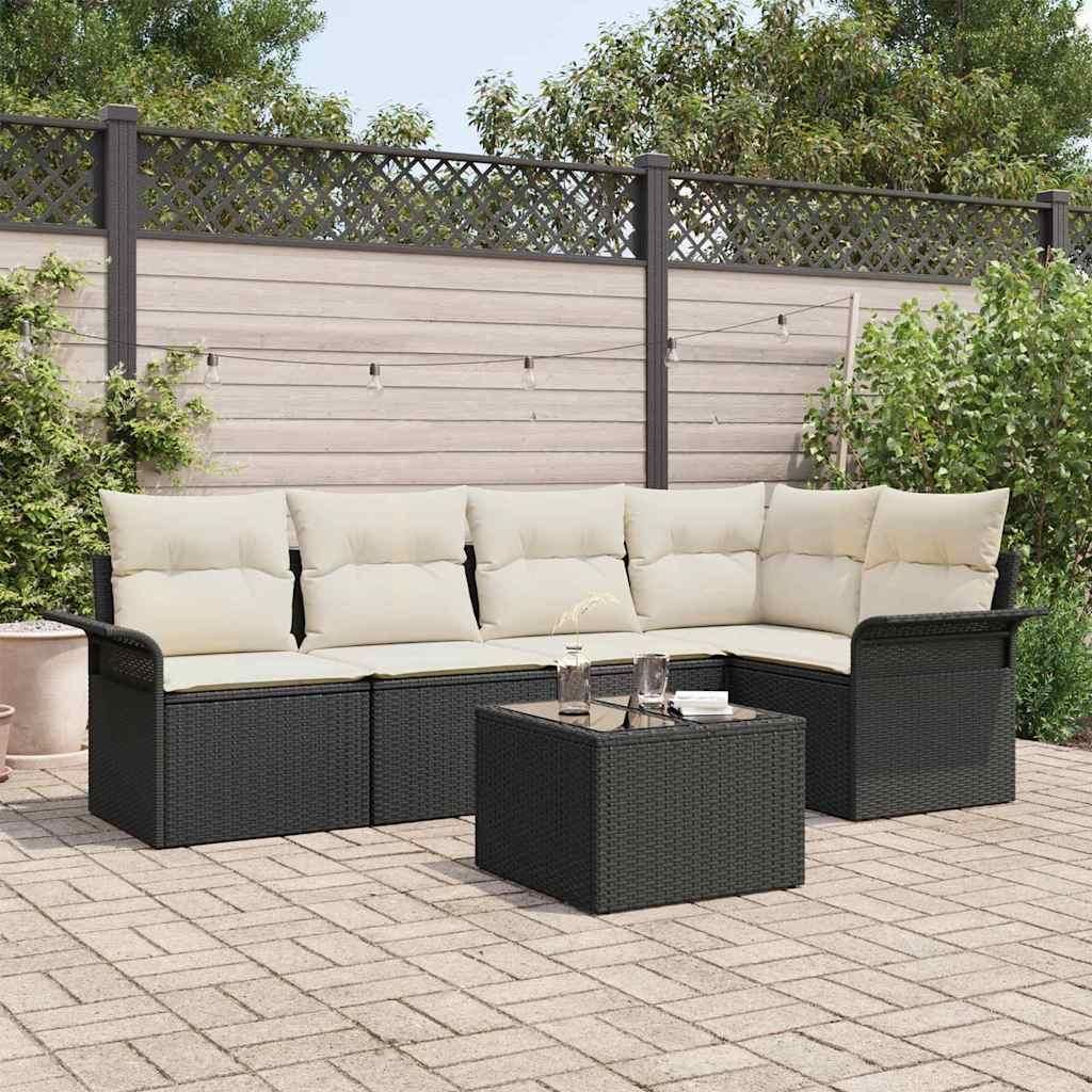 Maison Exclusive - Garten-Sofa-Set mit Kissen 6 pcs Schwarz Poly Rattan