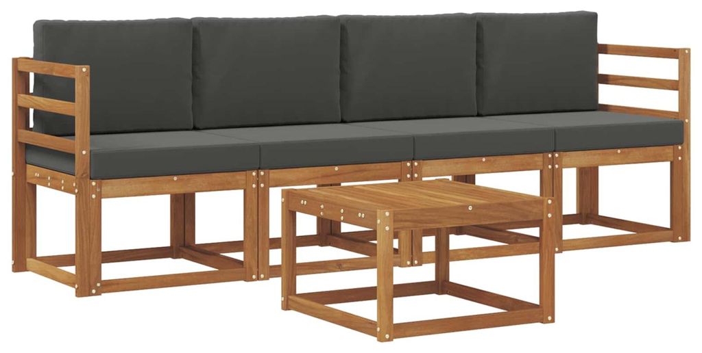 vidaXL Outdoor-Sofagarnitur mit Kissen 5 pcs Natur und Anthrazit