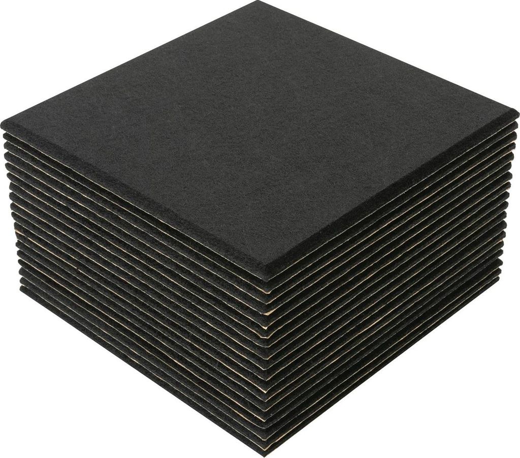Akustikpaneele - Schallabsorbierende Wandpaneele aus Polyesterfaser - 18 Stück - 9 mm - Abdeckung ca. 1,6 m² - Schwarz - CE