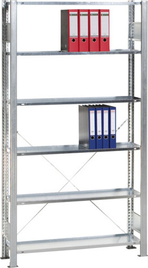 Schulte Büro-Fachbodenregal MULTIplus150 Schraubsystem ohne Mittelanschlag | Grundregal | Fachlast 150kg | 200x75x60cm | 6 Ebenen | Beidseitig nut...