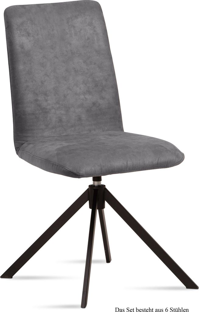 Esszimmerstuhl drehbar (6er-Set) Deanne 47x92x60 Schwarz/Grau