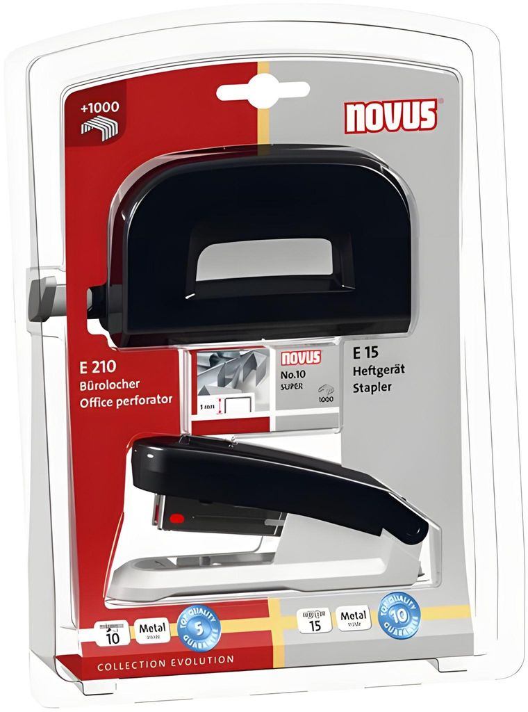 Novus Set - Hefter E 15 + Locher E 210 - schwarz Produktbild 