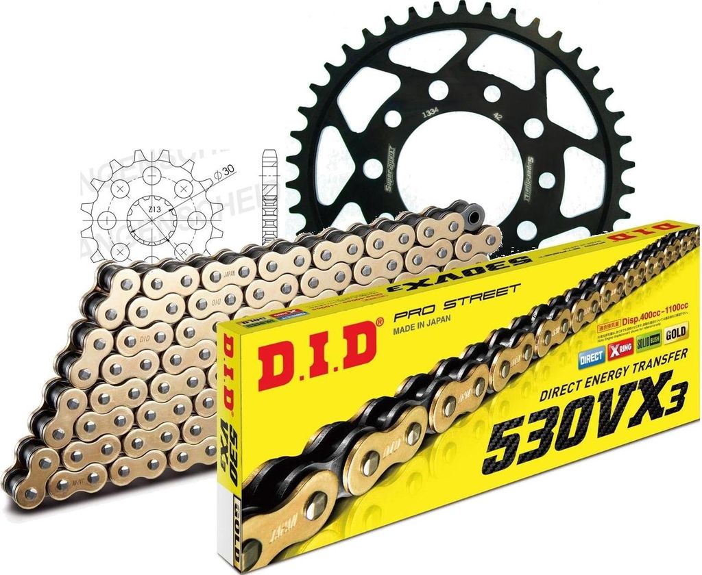 DID Kit Stahl Kompatibel mit TRIUMPH Trophy 900 96-97 17-42-110 DID530VX3(G&B) Endlos