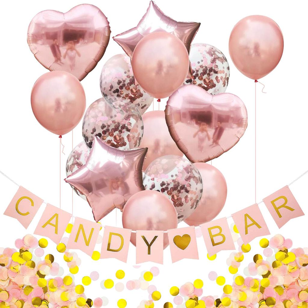 Deko Stern Herz Konfetti Folien Luftballons mit Geburtstag Hochzeit Party Decor 