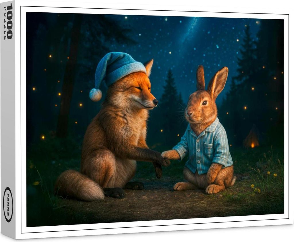 raxxa Premium-Puzzle "Fox and Hare Say Goodnight in Forest", 1000 Teile
