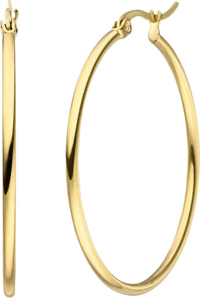 Paar Ohrringe Creolen 40x2mm aus Edelstahl gold-farben rund glänzend