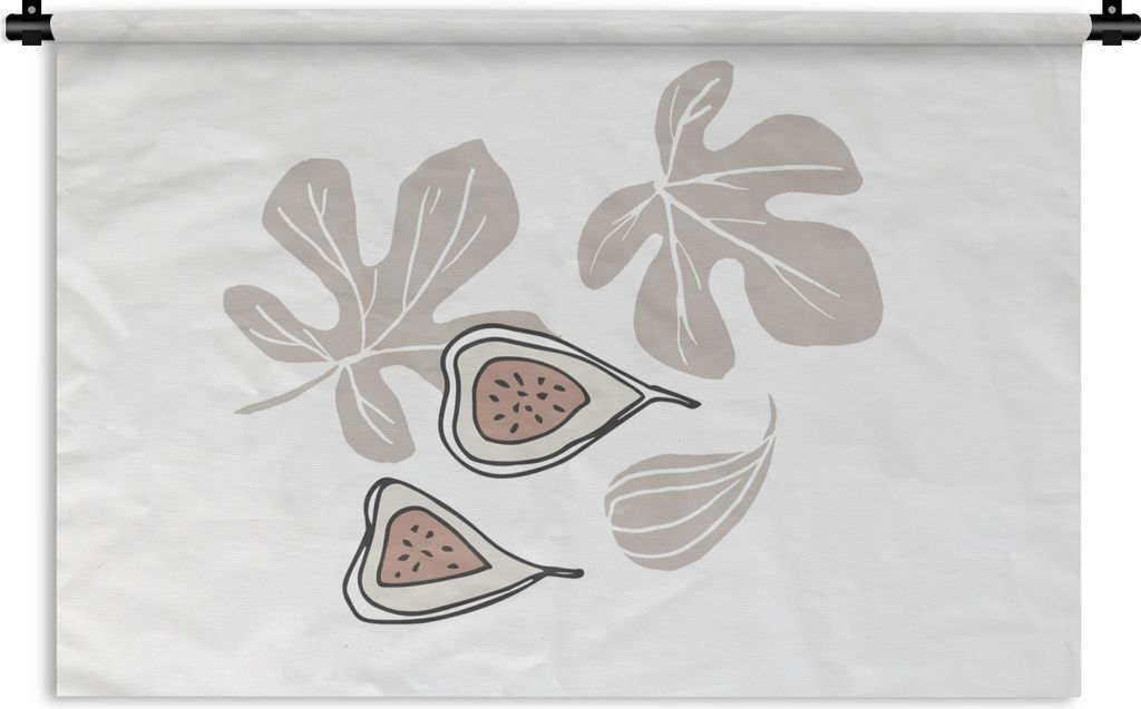MuchoWow Wandteppich Wandbehang Sommer - Feige - Braun - Weiß 150x100 cm Tapisserie Dekoration Wandtuch - Waschbar - Tapisserien - Wand-Decke