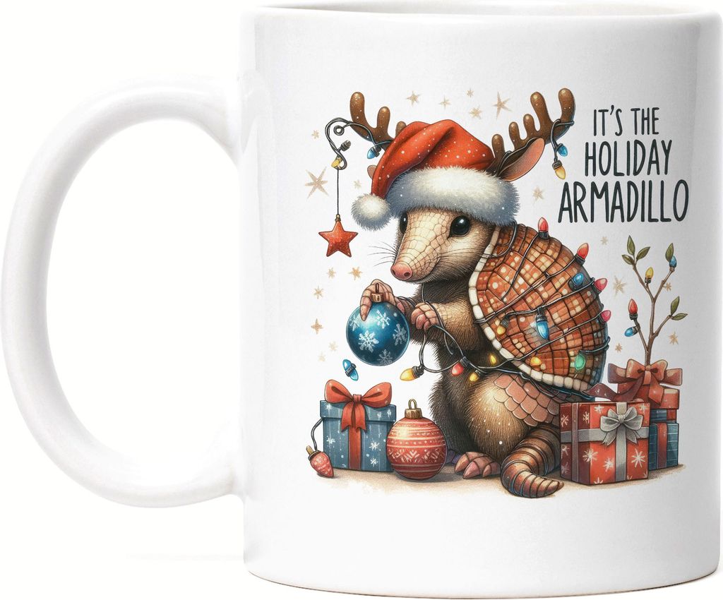 It’s the Holiday Armadillo Lustiges Gürteltiermotiv Tasse Weiß Geschenkidee witziges Design Weihnachten