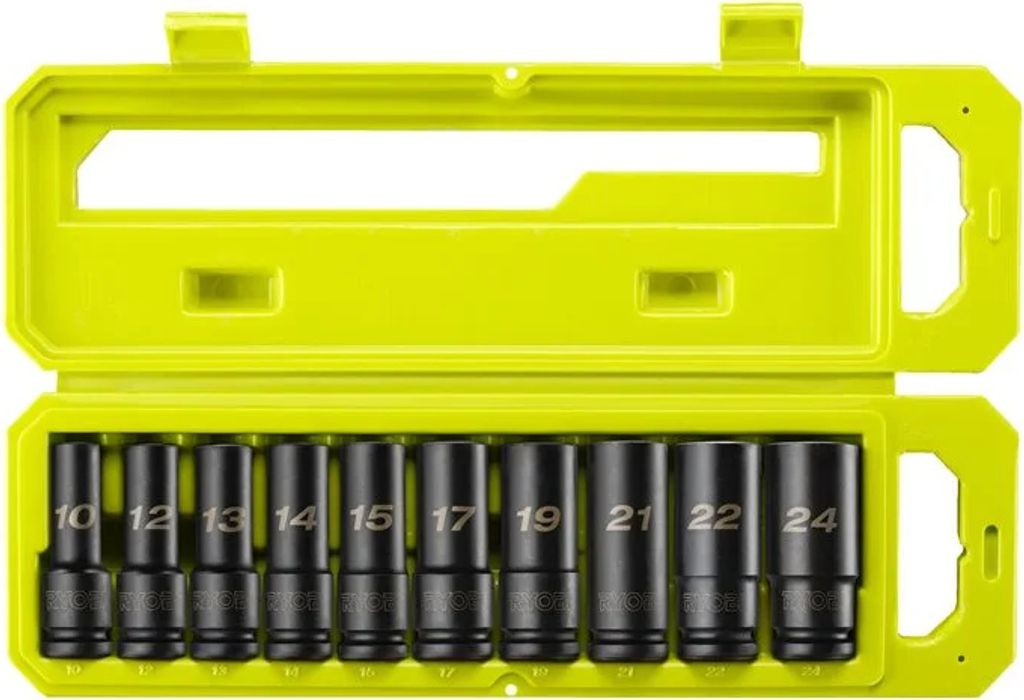 Ryobi RHDIS10PC Steckschlüsselsatz für Schlagschrauber 1/2 Zoll 10–24 mm, 10 Stück
