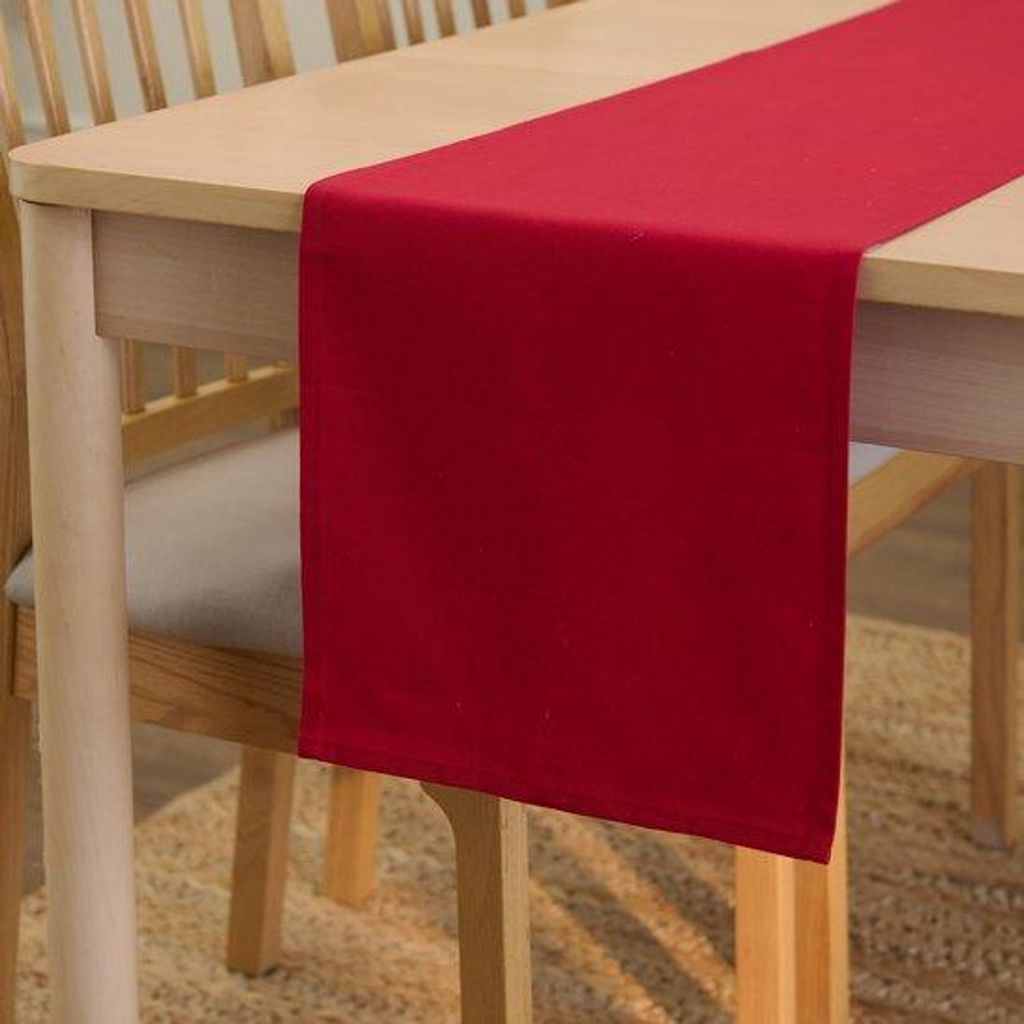 Tafelloper 32x230 cm Katoen Effen Rot Waschbar