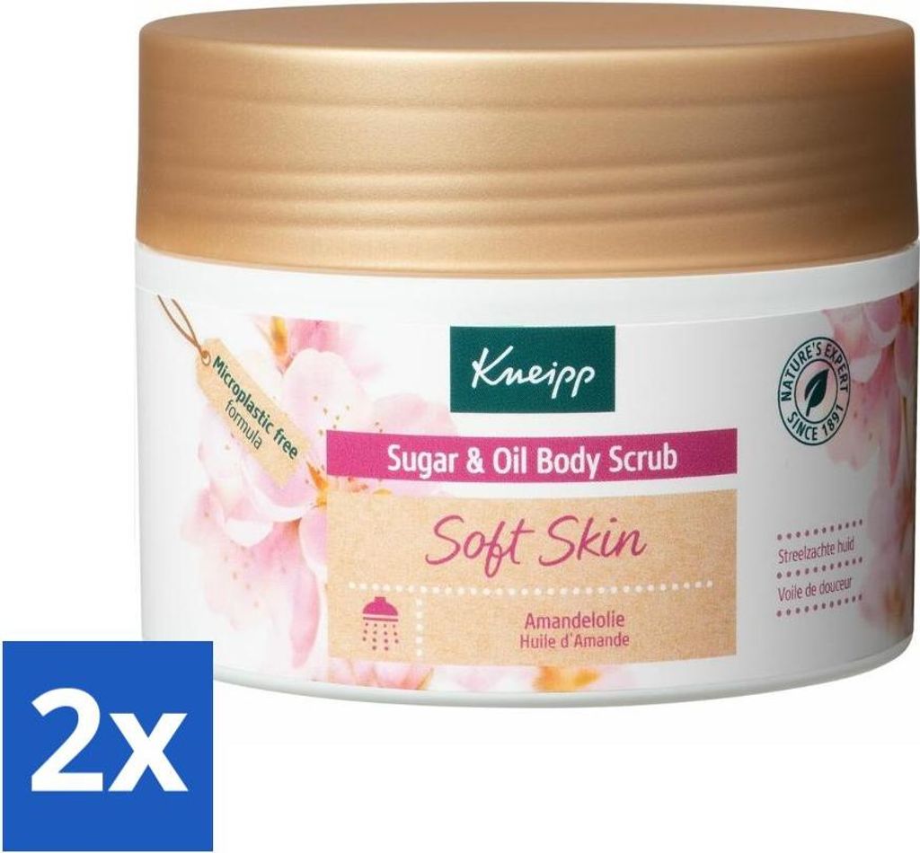 Kneipp - Körperpeeling - Zucker & Öl - Soft Skin - Für trockene und empfindliche Haut - 220 g - Vorteilspack - 2 Stücke