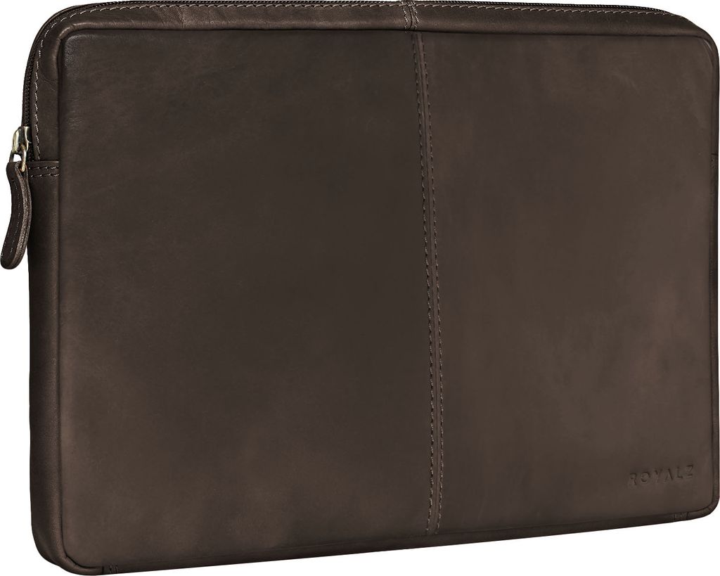 ROYALZ Ledertasche für Apple Macbook Pro M1 Schutzhülle Reißverschluss Leder Hülle 13 Zoll Vintage Lederhülle Tasche Sleeve Etui