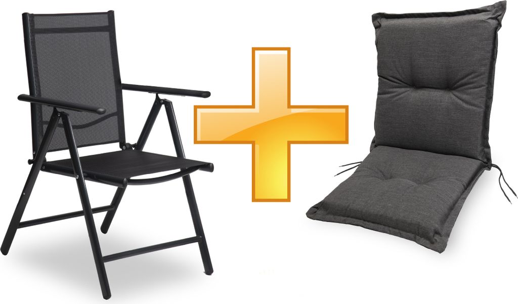 sunnypillow Set Gartenstuhl und Gartenstuhlauflage Niedriglehner | 100 x 50 x 9 cm Auflage wasserdicht UV-lichtecht | Klappsessel Klappstuhl für G...