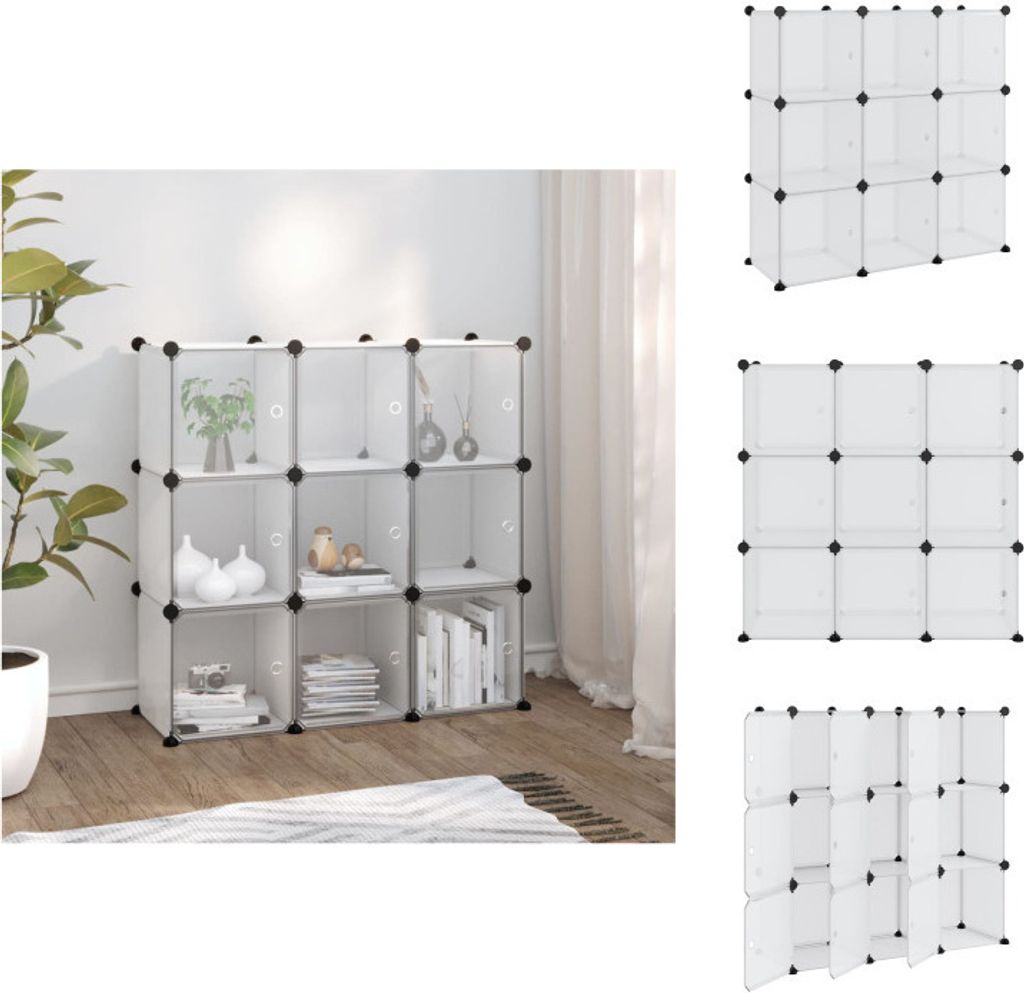 vidaXL Regalsystem mit 9 Würfeln und Türen Transparent PP - Schuhregale & -schränke