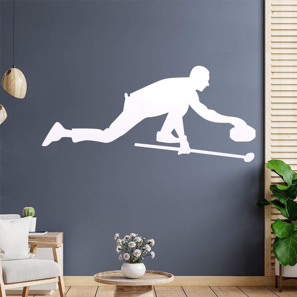 Curling Spieler Curlingspieler Wandtattoo Wandaufkleber Wall Sticker - Dekoration, Küche, Wohnzimmer, Schlafzimmer, Badezimmer
