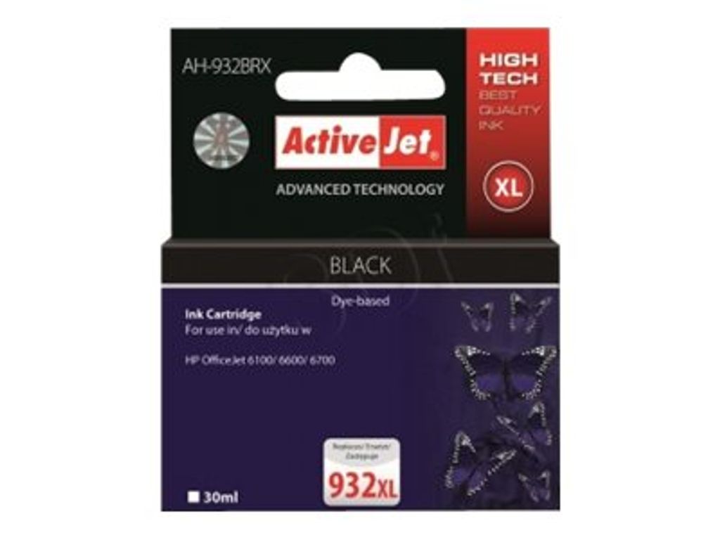 ActiveJet Premium AH-932BRX - 30 ml - Größe XL - Dye-Based Black - wiederaufbereitet - Tintenpatrone (Alternative zu: HP 932XL)