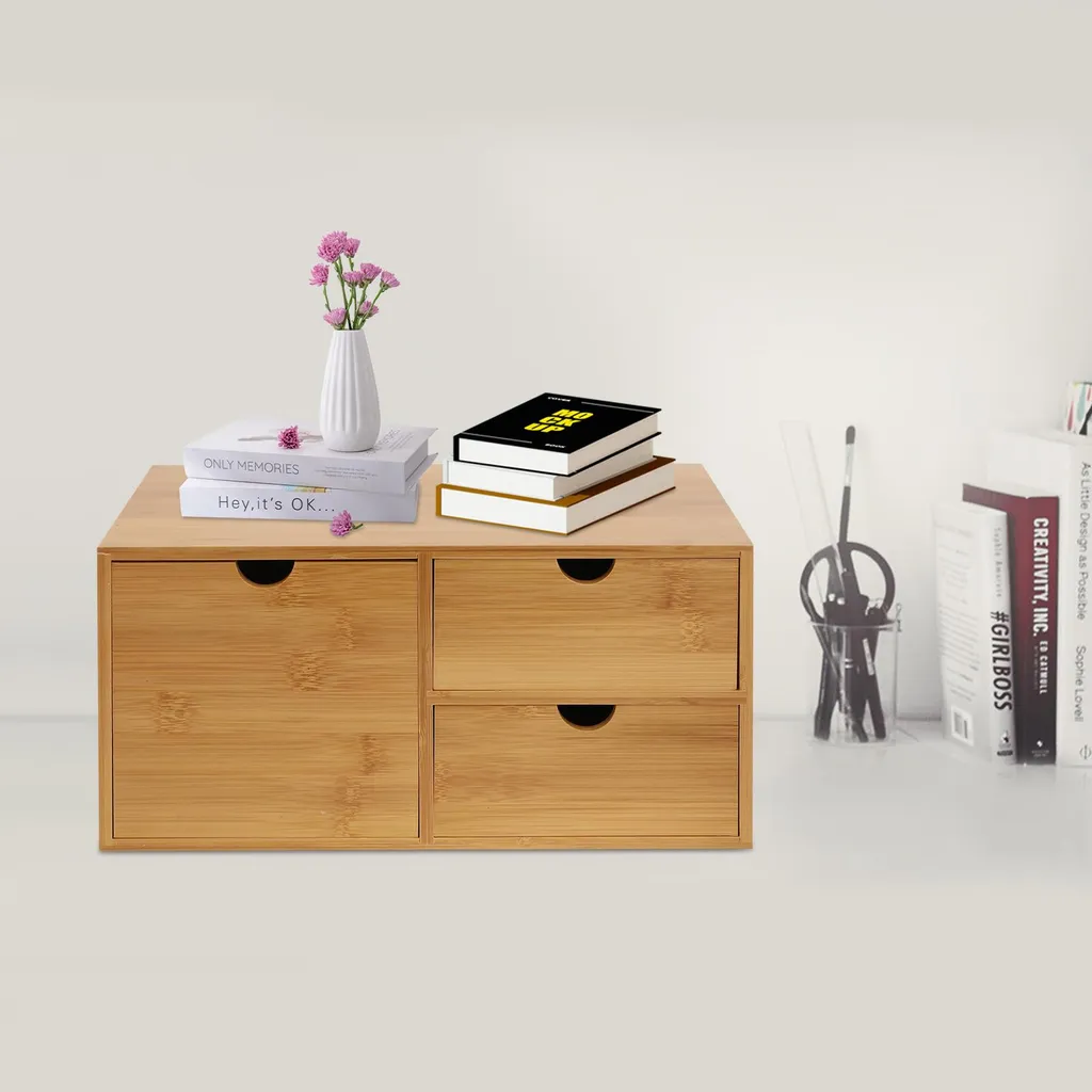 Bloc de rangement bureau bois avec tiroirs, module organiseur écologique