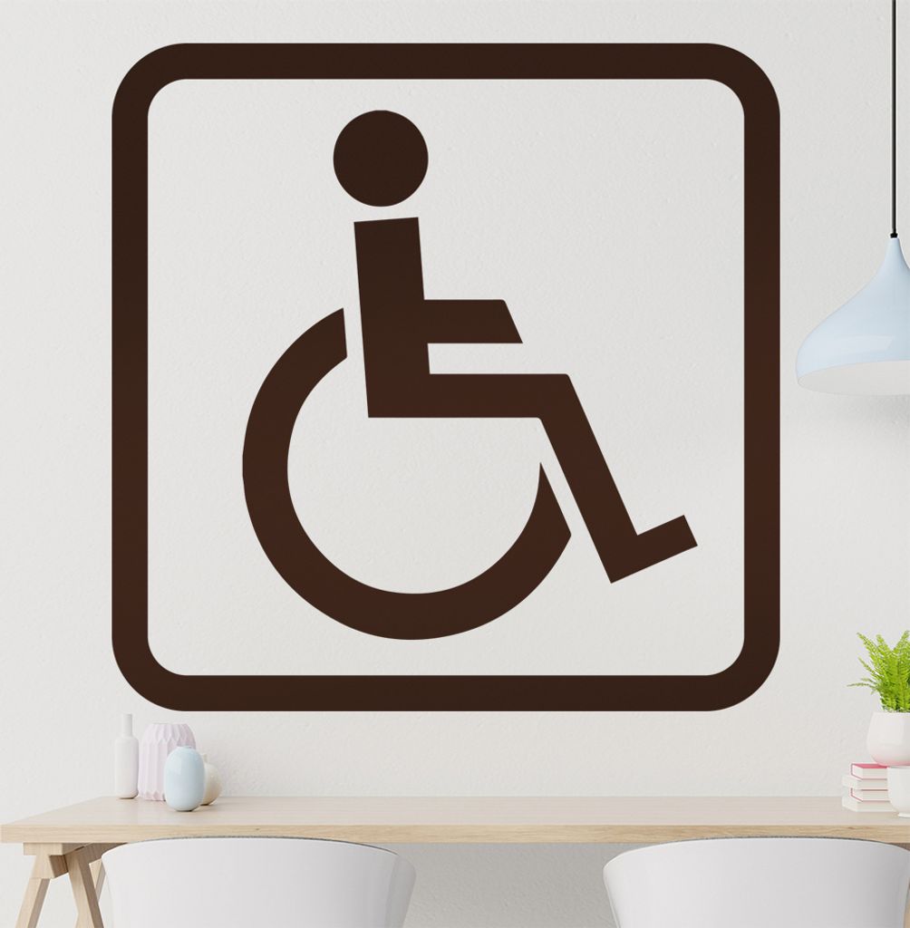 KIWISTAR Rollstuhl Zeichen Eckig - Rolli Krankenhaus Klinik Rollstuhl barrierefrei Wandtattoo in 6 Größen - Wandaufkleber Wall Sticker - Dekorati...