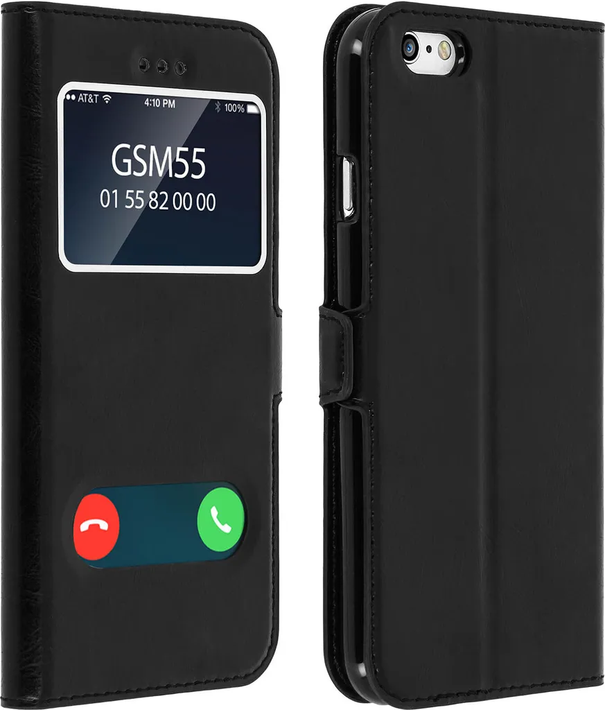 Custodia Stand iPhone 6 6S - Cover Nera Doppia Finestra per Video