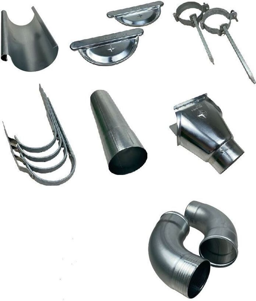 30 m Dachrinnenset mit 3 m Rinnen Titanzink Komplettpaket Größe 8 tlg (250)