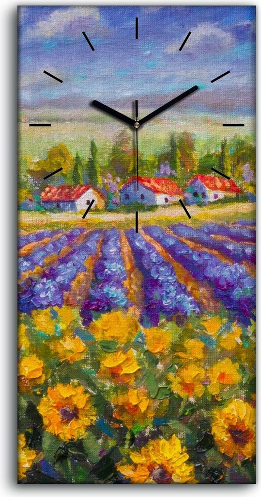 Küche Wohnzimmer Wand Leinwand Uhr 30x60 Malerei Wiese Blumen Landschaft Kunst - schwarze Hände