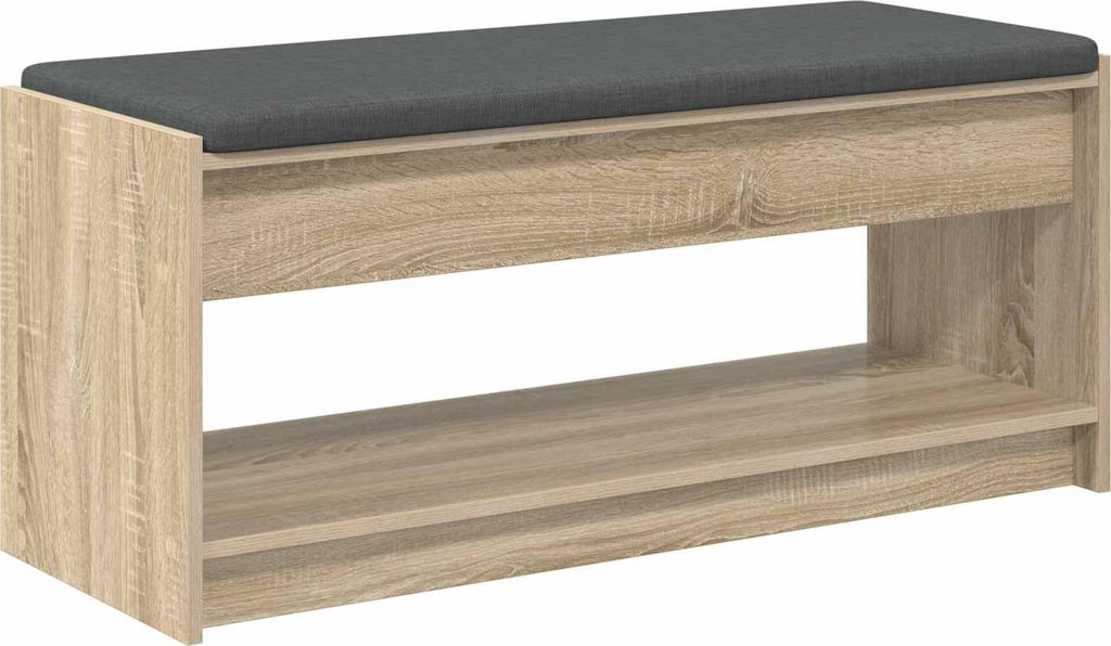 vidaXL Flurbank mit Kissen mit Regal Sonoma-Eiche 103 x 38 x 45 cm