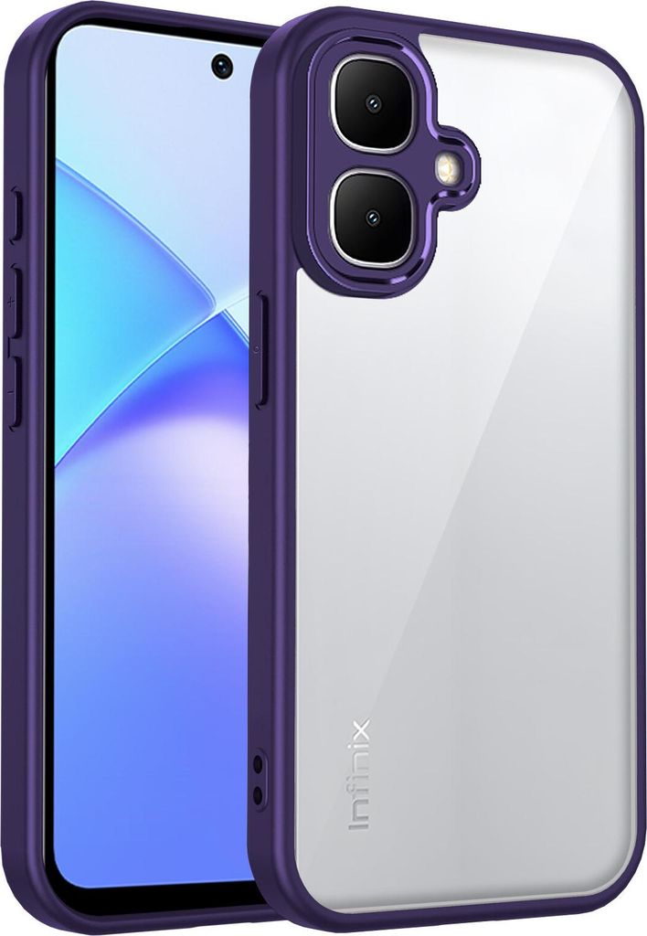 Hülle für Infinix Smart 10 Transparente Rückseite TPU Bumper Stoßfest Handyhülle Lila