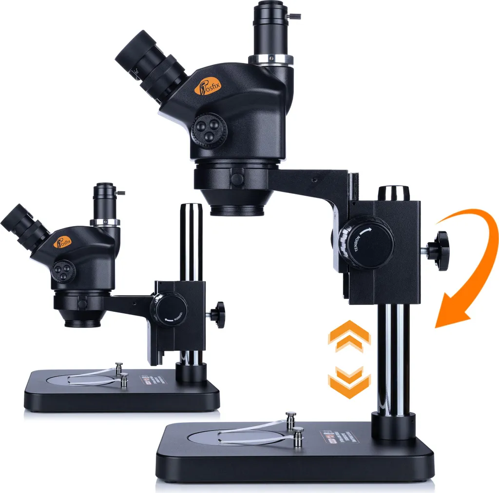 Microscope Trinoculaire Stéréoscopique Rosfix pour Électronique et Labo 7-45x - 7