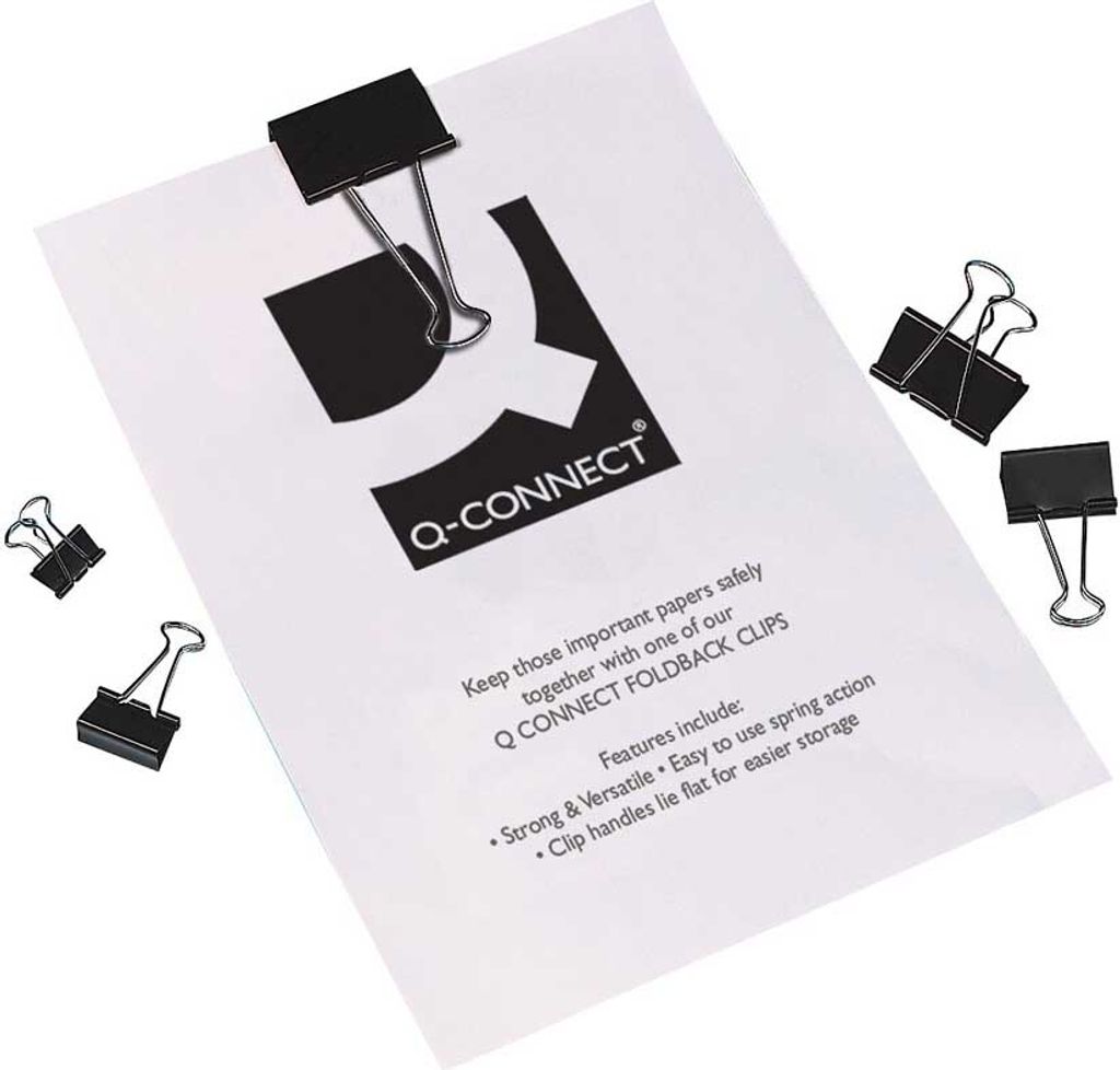 Q-CONNECT - Q-CONNECT foldbackclip, zwart, 19 mm, doosje Produktbild 