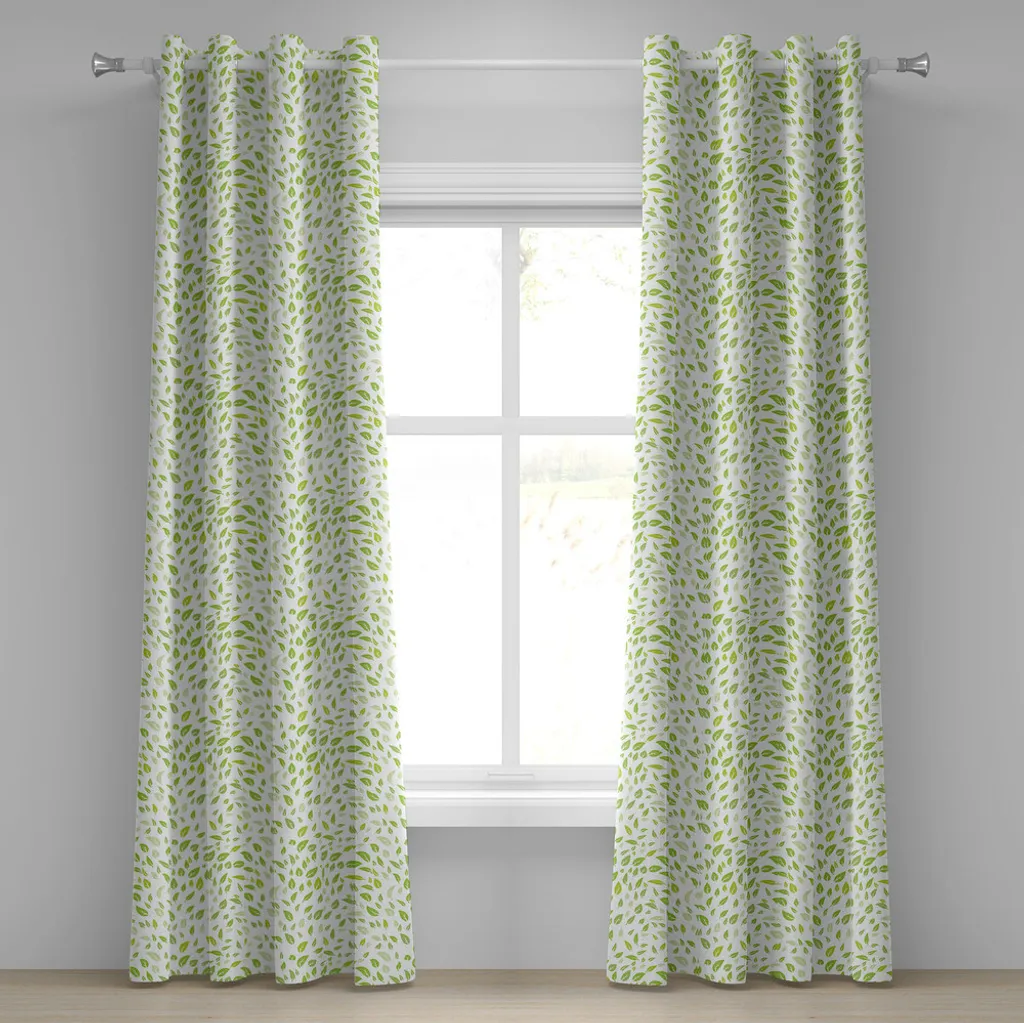 Rideau occultant vue et décoratif vert motifs d'été 280 x 175 cm
