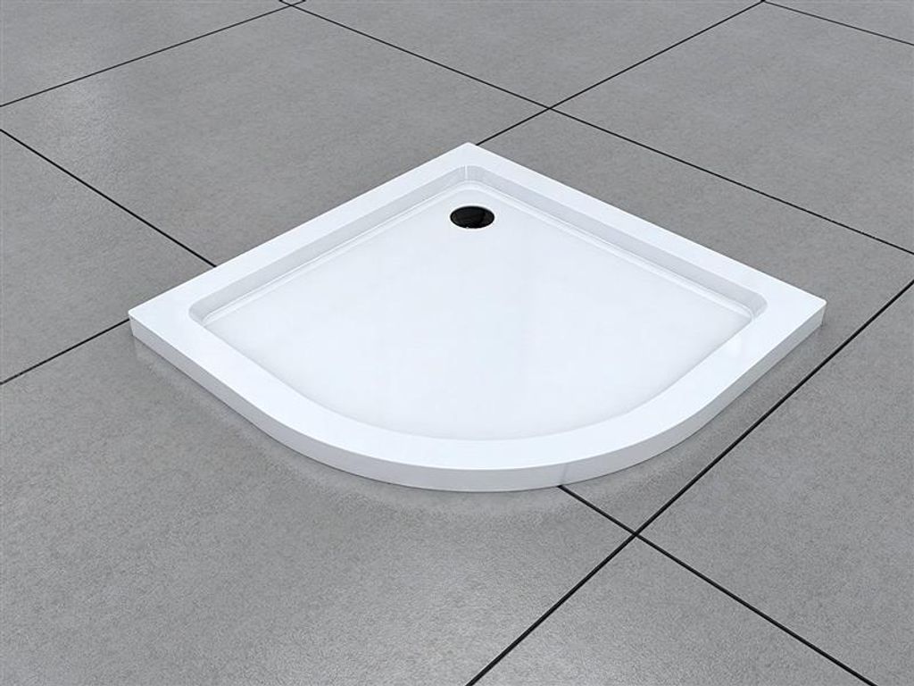 BuyLando 90x90 cm Viertelkreis Duschtasse – Flache Acryl Duschwanne – mit 5 cm Höhe - R55