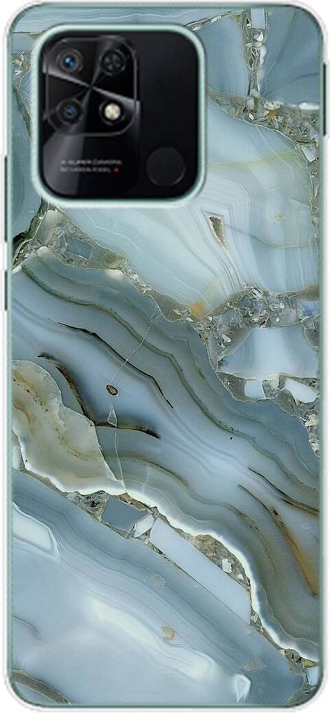 König Design Hülle kompatibel mit Xiaomi Redmi 10C Kunststoff Soft Handyhülle - Handy Case Marmor Blau