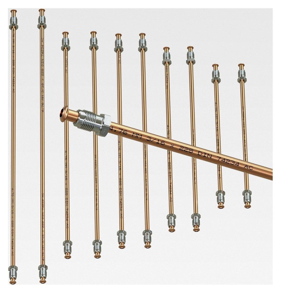 Bremsleitung Ø 4,75 mm Kupfer/Kunifer mit ABE, einbaufertig, Bördeltyp F, Länge 150 mm - 3050 mm