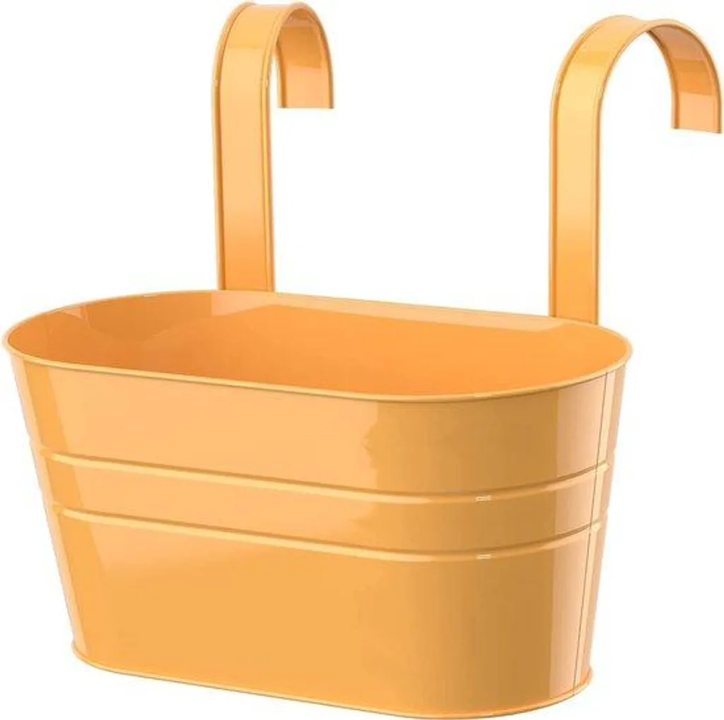 Jardinière de balcon pour plantes aromatiques métal orange ovale